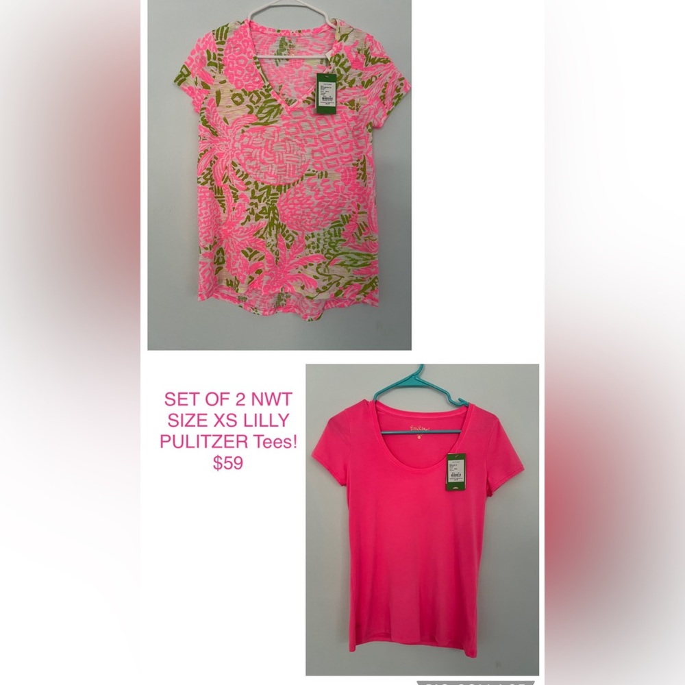 SET OF 2 NWT LILLY PULITZER TEES! ETTA TOP  & DORI TEE SIZE XS!